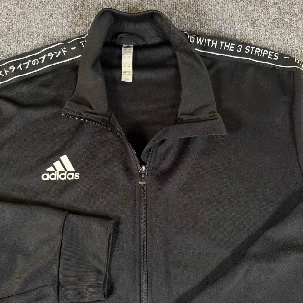 Adidas Mens Climalite Track Jacket Black 3 Stripe Tape Logo FK9022 XL #3520